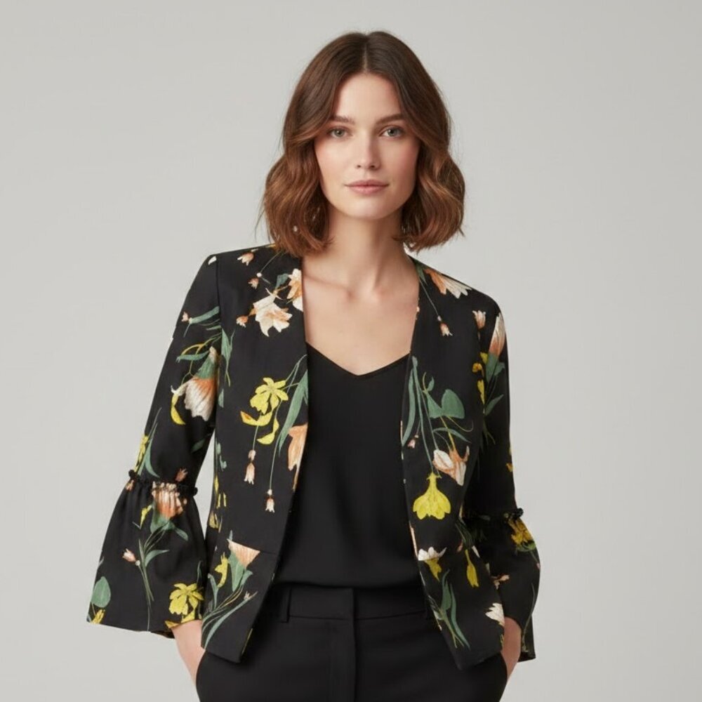 Black Floral Blazer